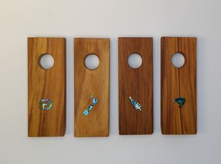 Square Wine Bottle Holder with Paua Inlay