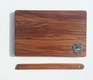 Cheese board with knife